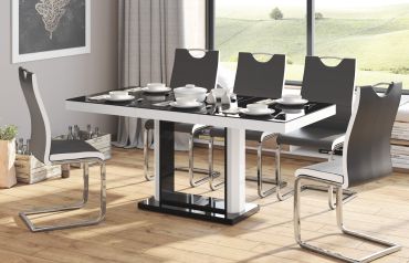 Stół rozkładany QUADRO 120 - Czarny / Biały
